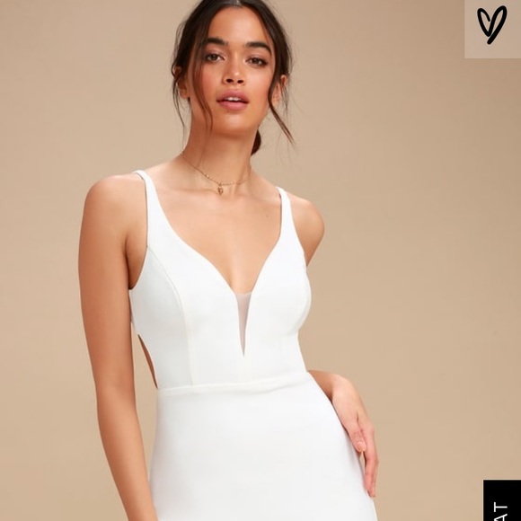white backless midi dress